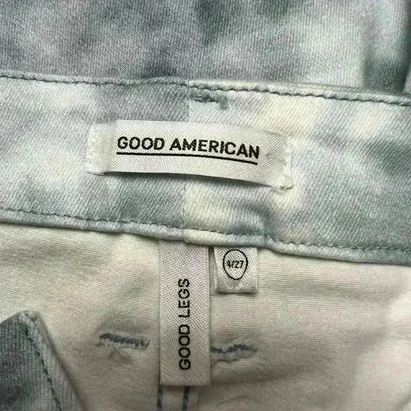 GOOD American Good Leg Cloud Tie dye Fray Hem Jeans Size 4/27 - Picture 7 of 8